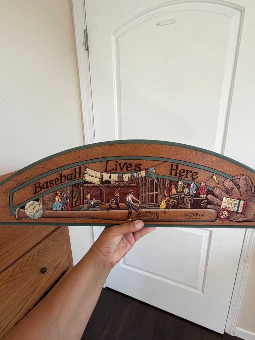 Vintage Hillerich & Bradsby Baseball Lives Here Wall Decor Pediment 2001